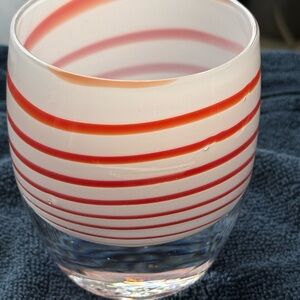 Red and White Striped Glassybaby